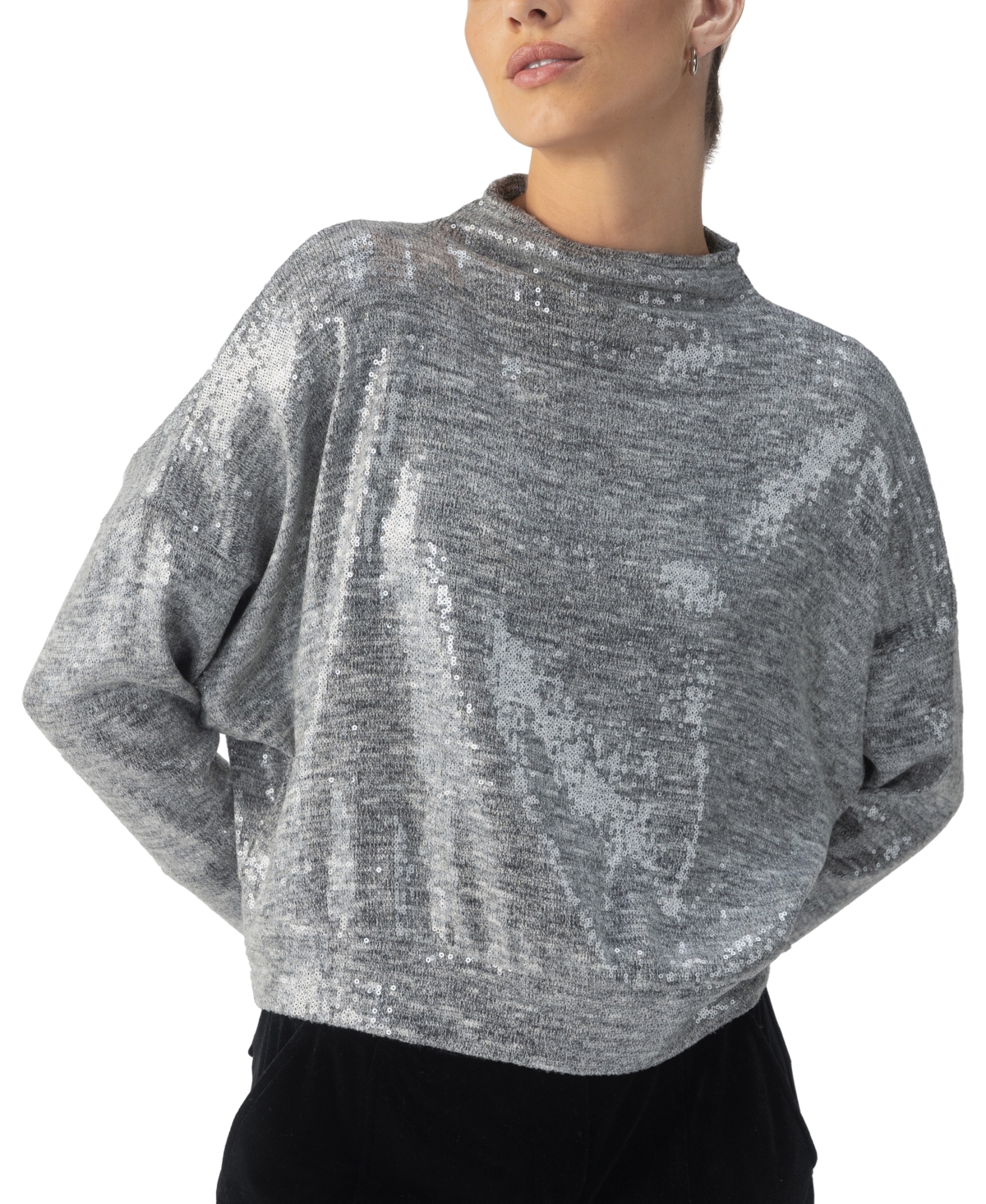 Sanctuary Women's Sequinned Funnel-Neck Top