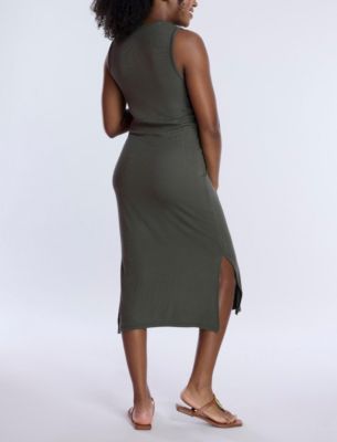 Maternity Crew Neck Rib Knit Sleeveless Midi Dress - Motherhood