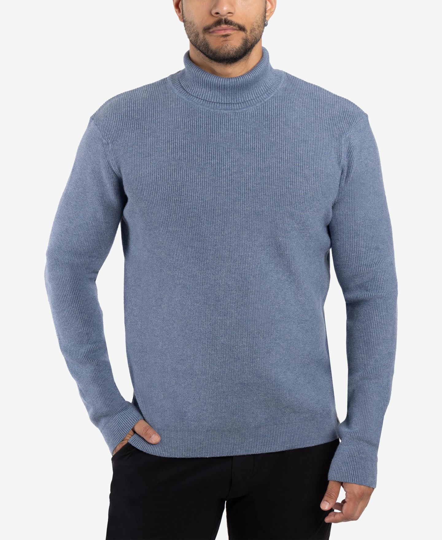 Мужской свитер SPRING + MERCER Ribbed Turtle Neck, цвет: Меланжевый сланцевый — фото 1