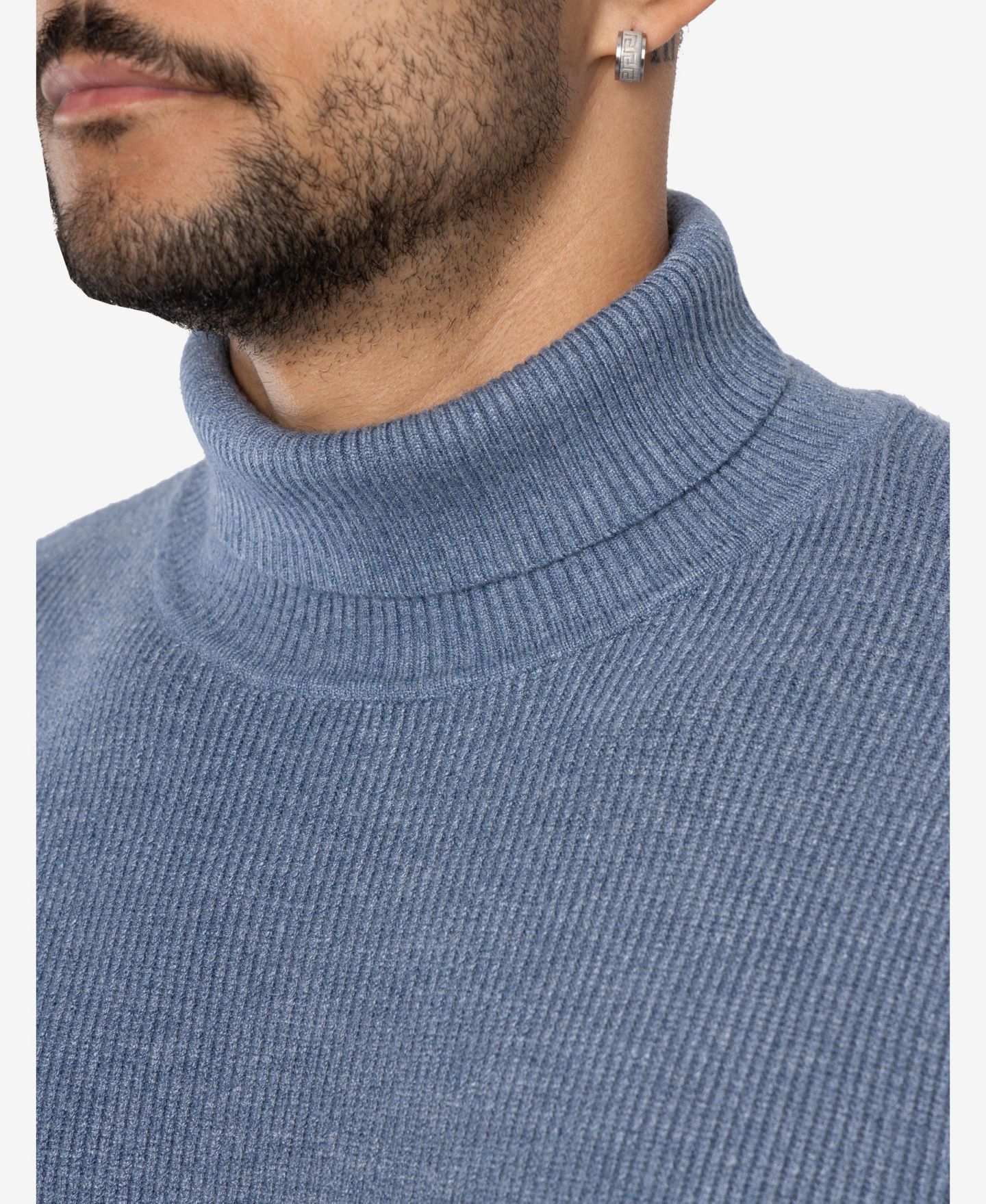 Мужской свитер SPRING + MERCER Ribbed Turtle Neck, цвет: Меланжевый сланцевый — фото 6