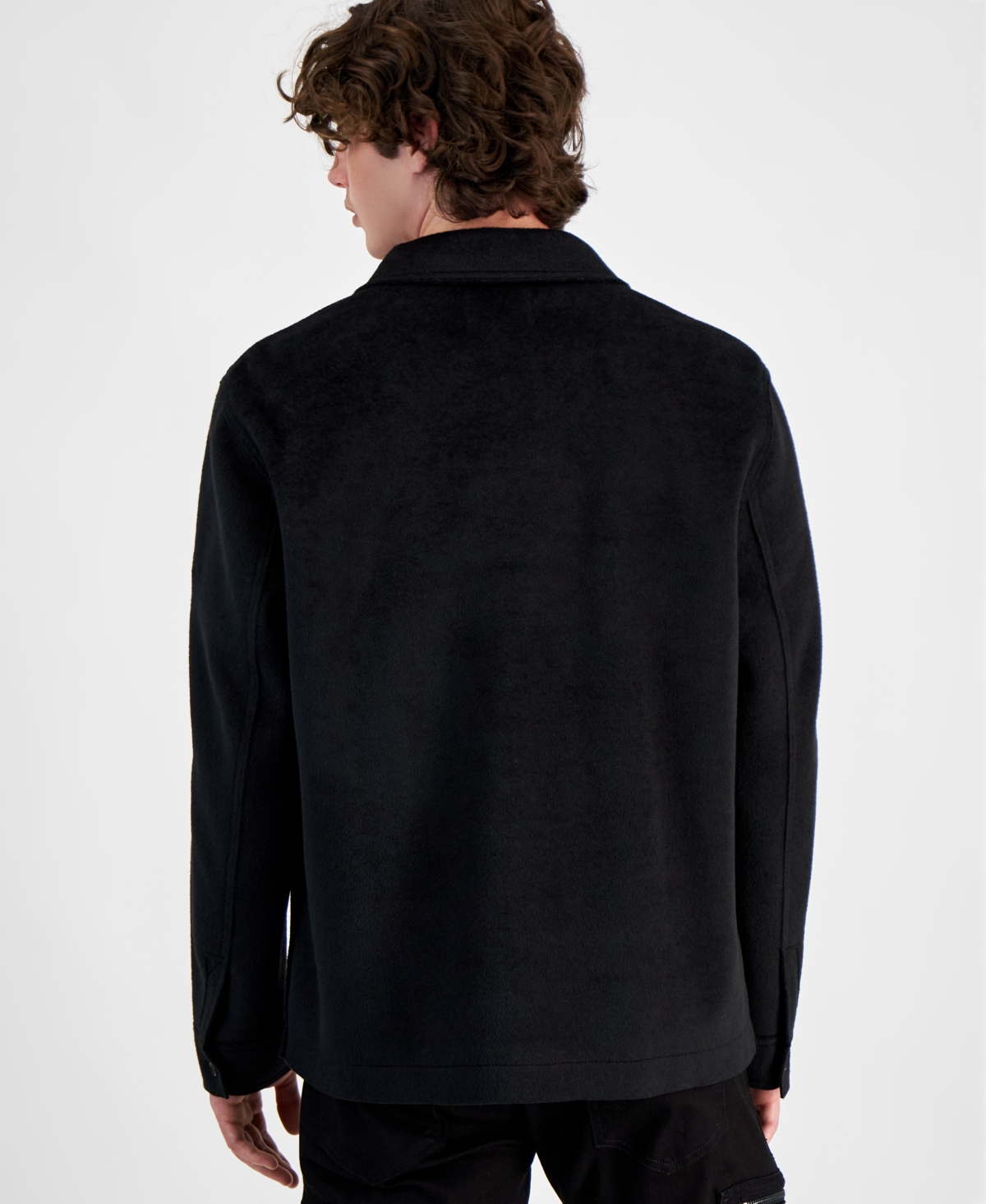 Guess Men's Kingsley Felt Overshirt - Jet Black A996