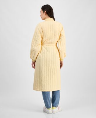 Women's Long Quilted Tie-Waist Jacket