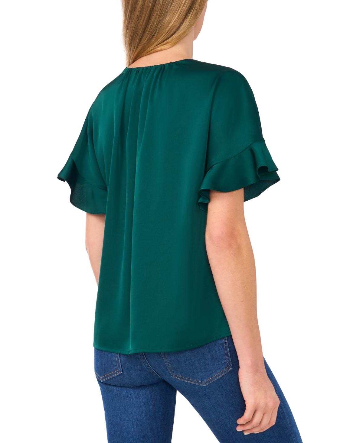 CECE WOMEN'S SHORT-SLEEVE FLUTTER BLOUSE