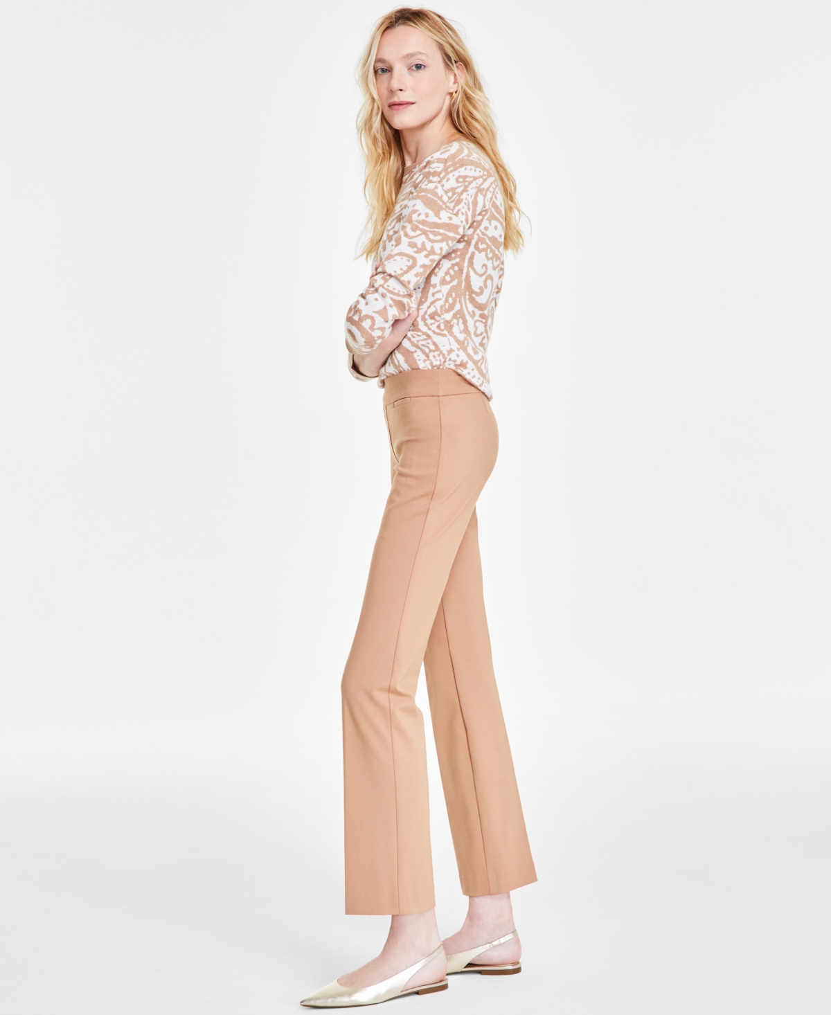 Jones New York Women's Nyc Compression Bootcut Pull-on Pants In Praline