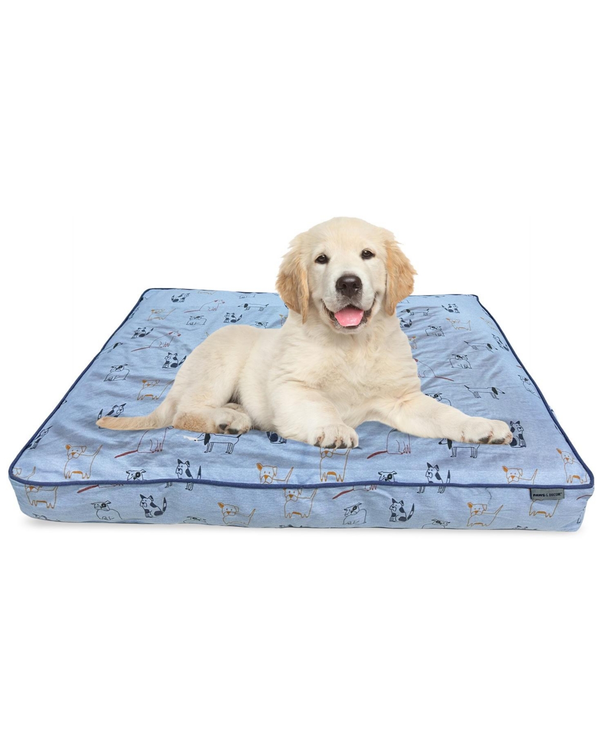 Paws and Decor Taupe Plaid Dog Bed, Plush & Durable Pet Bed for Dogs, Orthopedic Sleeping Pad for Pets - Blue