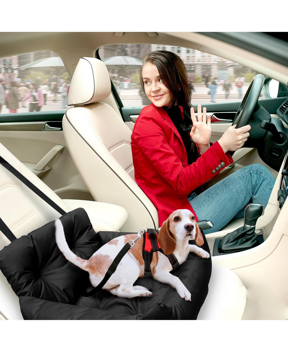 Co-Pilot Dog Beds for Cars, Booster Safety Car Seats for Small Dogs, Travel Pet Bed, Seat Belt Compatible