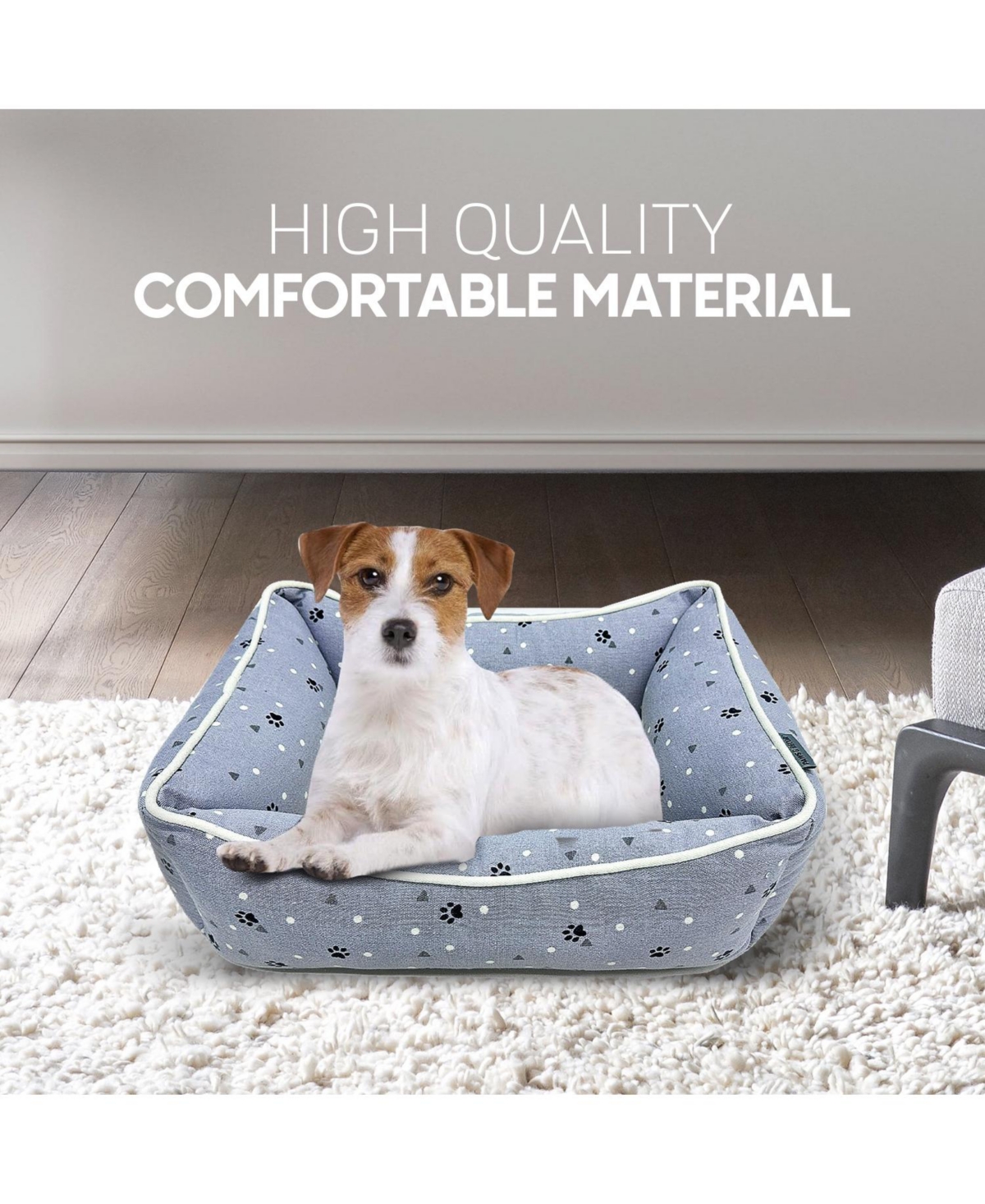 Paw & Decor Paws and DecorAll Over Paws & Dogs Cuddler Pet Bed, Stellar Design Printed Dog Cat Beds, Durable & Ultra-Plush Material