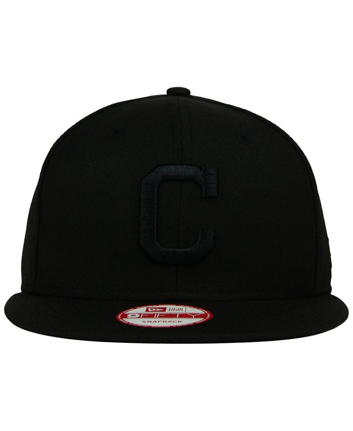 New Era Cleveland Indians Black on Black 9FIFTY Snapback Cap - Macy's
