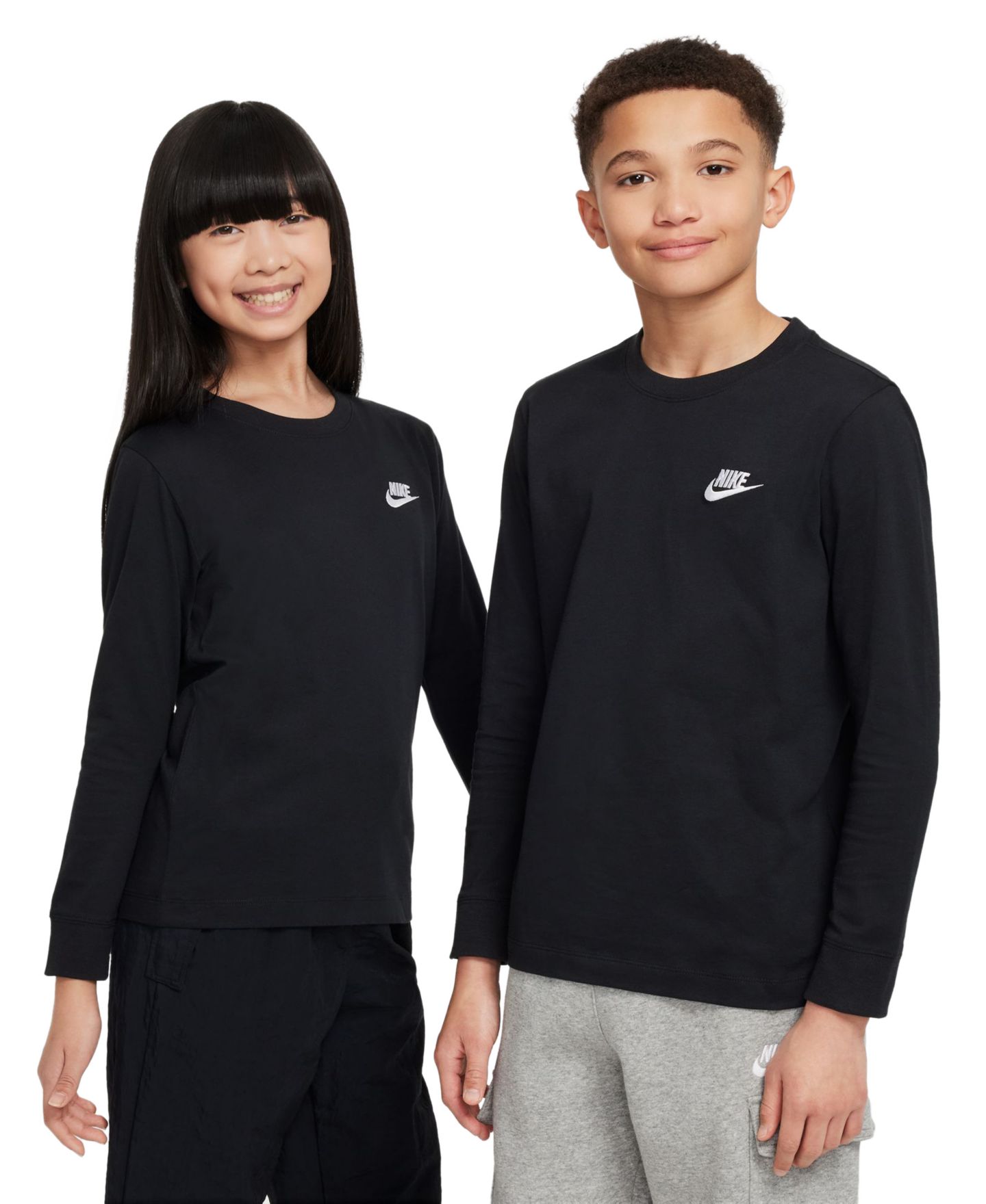 Детский лонгслив Nike Sportswear с вышитым логотипом, цвет: Чёрный — фото 1