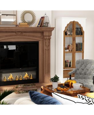 White Wooden 3-Shelf Standard Bookcase with Acrylic Door, Drawer