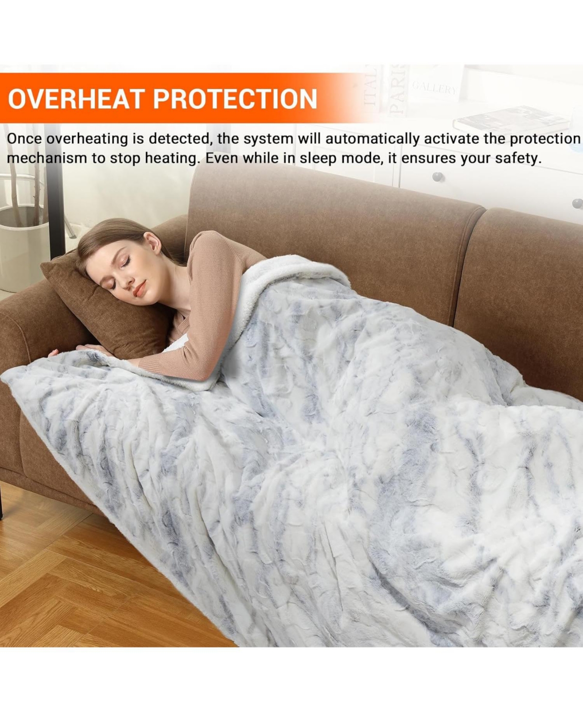 Caromio Size Tie-Dye Pv Plush Sherpa Electric Heated Throw Blanket, 62