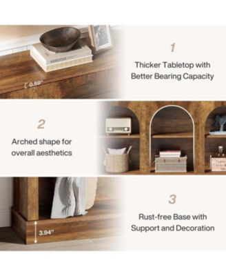 Farmhouse Console Table, 63-Inch Long Entryway Table with 3 Tier Storage, Wooden Rectangular Sofa Table Behind The Couch