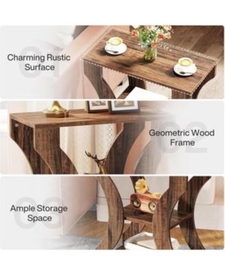 24" Farmhouse End Table Set of 2, 3-Tier Side Table with Storage Shelves, Industrial Wood Accent Table, Nightstand Bedside Table for Living Room, Bedroom(2pcs)