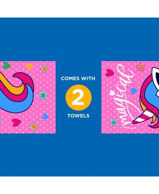 Printed Beach Towel Set - Oversized Beach Towel for Kids - Quick-Dry & Soft Cotton Towel with Printed Design - Luxury Towel for Swimming - 30" x 60", Magical Unicorn (2 Pack)