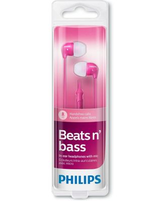 PINK Wired Headphones with Mic - Compact Design, Clear Sound, Lightweight, Comfortable Fit, Tangle-Resistant Cable, 3.5mm Jack