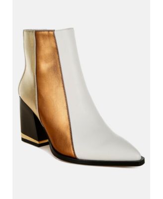 Womens Stemon Three Tone Block Heel Boots