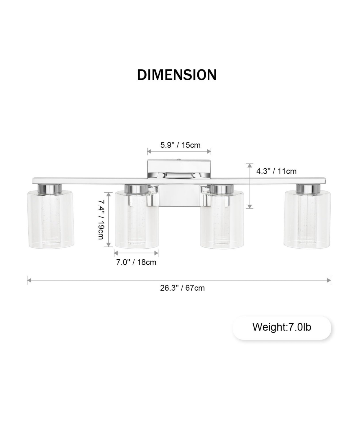 gaomon 4-Light Bathroom Light Fixtures, Chrome Bathroom Vanity Light - 3 Color Dimmable Vanity Lights with Crystal Bubble, Bathroom Lighting Fixtures
