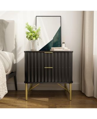 2-Drawer Nightstand with Metal Base