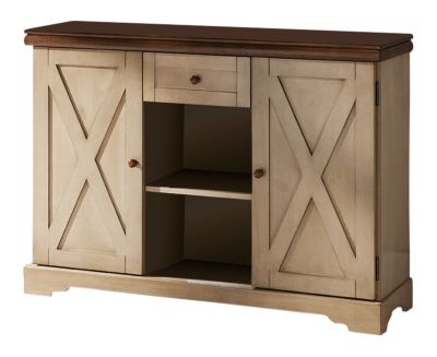 Wood Buffet Cabinet Console Table (Antique White/Walnut)