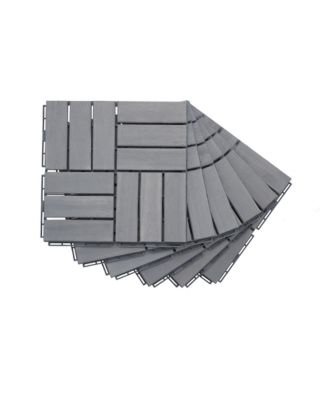 30-Piece Deck Tile Set, Acacia Hardwood, Light Gray
