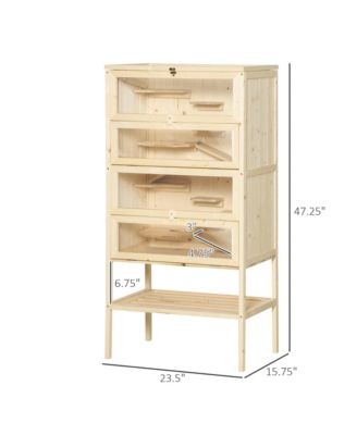 5-Tier Wooden Hamster Cage Mice Habitat Rat Habitat with Openable Top, Front Door and Storage Shelf