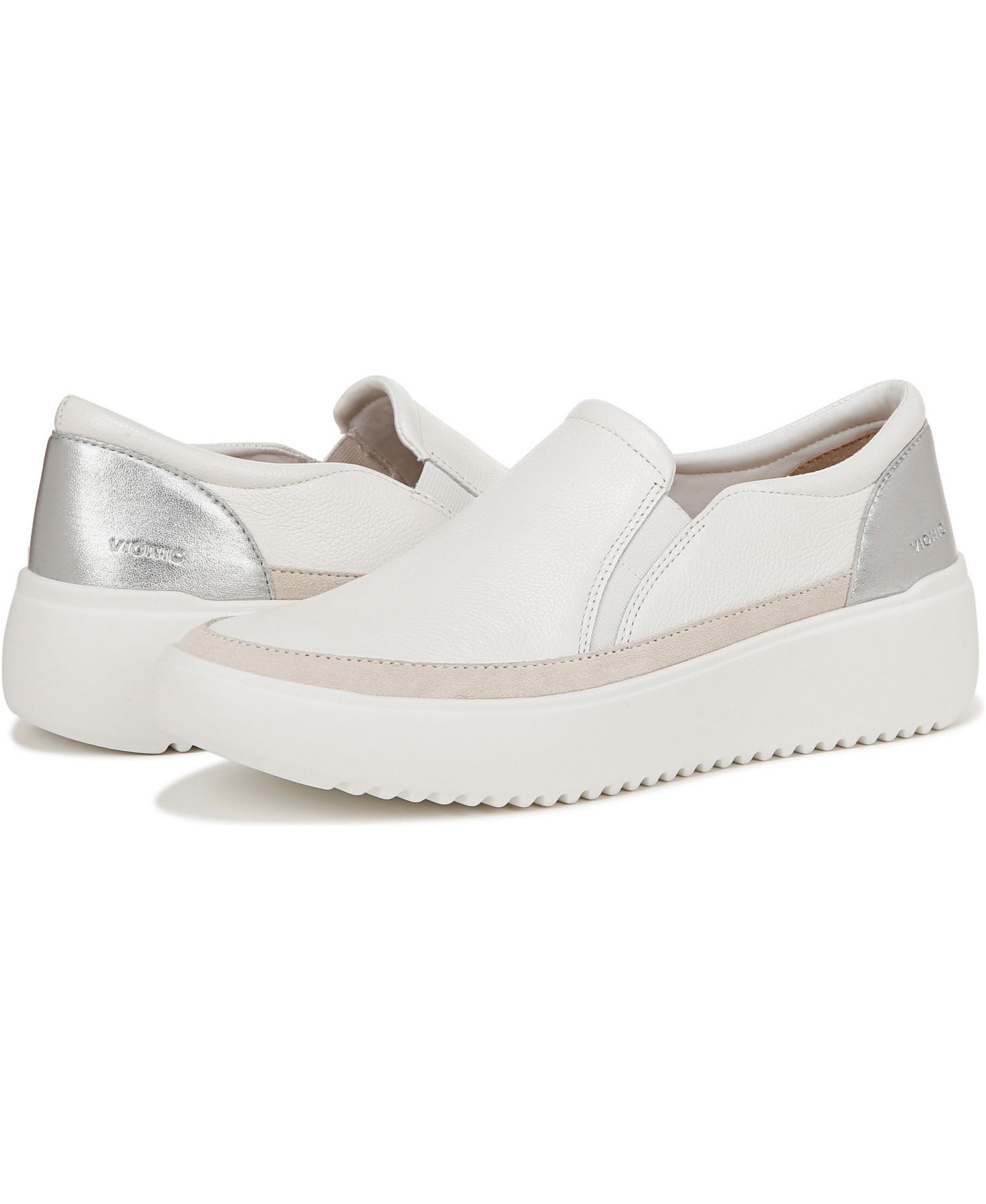 Обувь Vionic Womens Kearny Slip On Shoes, цвет: Белый кожаный — фото 2