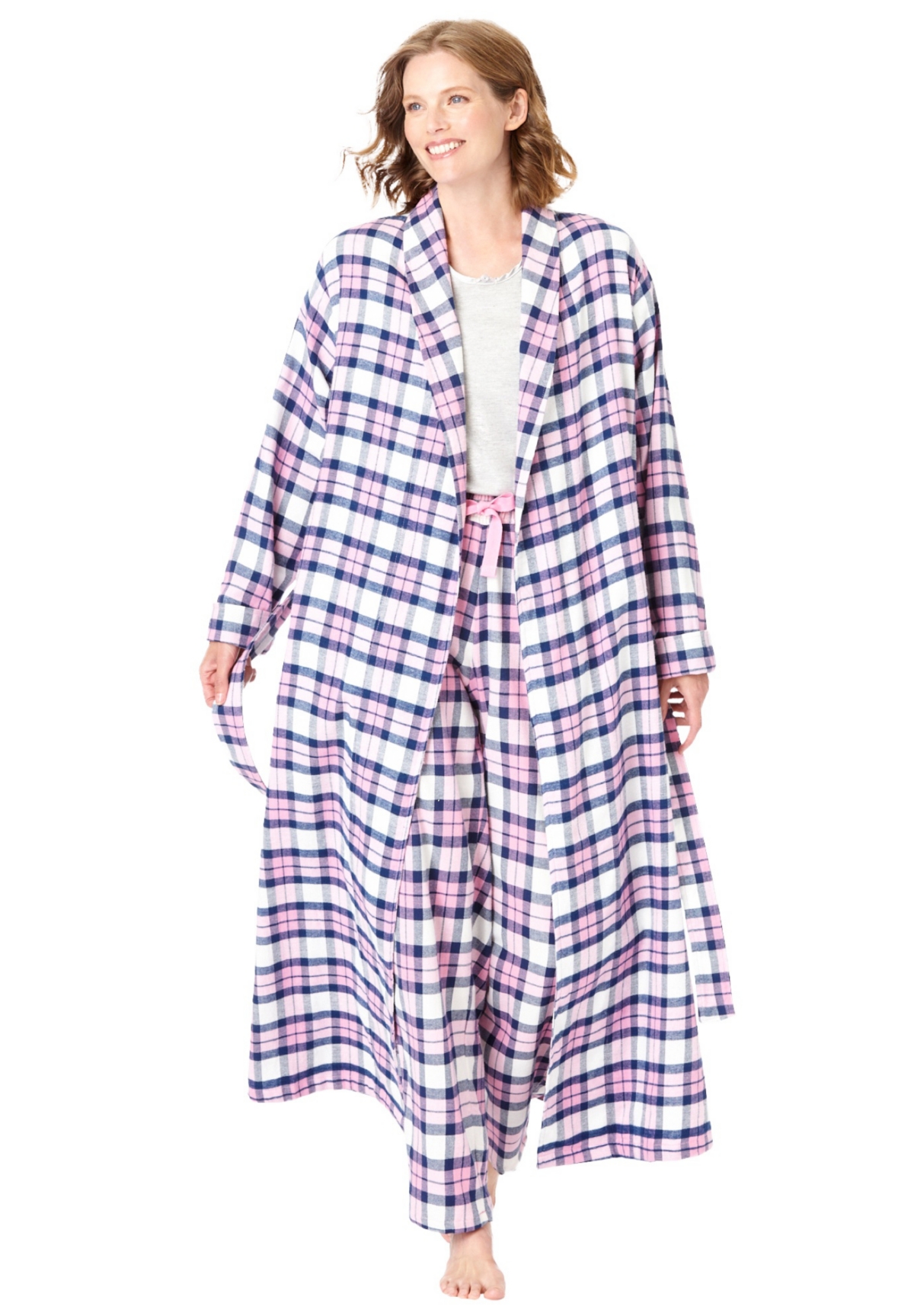 Dreams & Co. Plus Size Long Flannel Robe