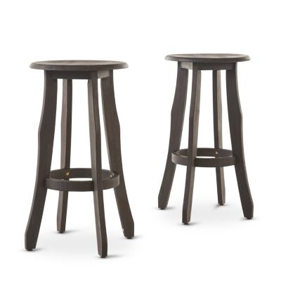 Streamdale Acacia Wood Outdoor Barstools (Set of 2)
