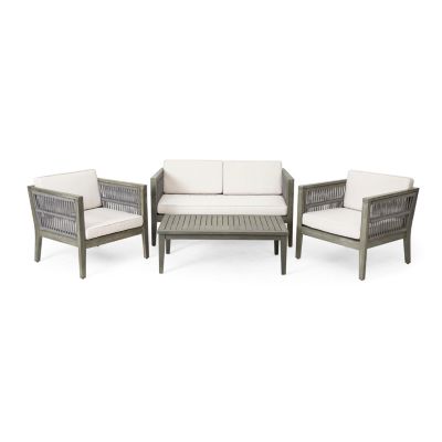 Streamdale 4-Piece Acacia Wood Patio Set with Cushions