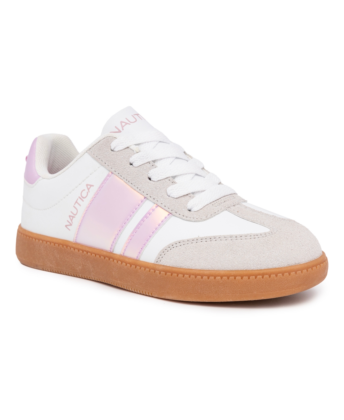 Nautica Kids' Little Girls Scott Casual Sneaker In White,pink Iri,gum