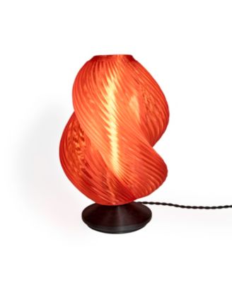 Gema 13.5" Mid-Century Coastal Plant-Based PLA 3D Printed Dimmable LED Table Lamp, Dark Smoke/Black