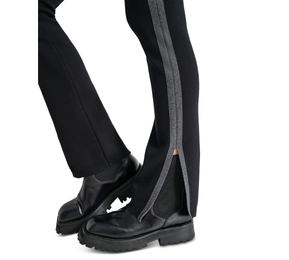 Shop Dkny Women's Apres Ski High-waist Side-vent Flare Pants In Black Charcoal Heather