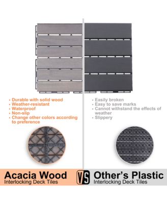 Streamdale 10-Pc Acacia Interlocking Deck Tiles (12" x 12")