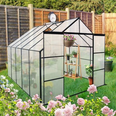 8x10' Polycarbonate Greenhouse with Raised Base