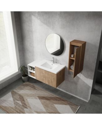 Streamdale 42" Wall-Mount Vanity with Sink, Side Cabinet & Soft Close