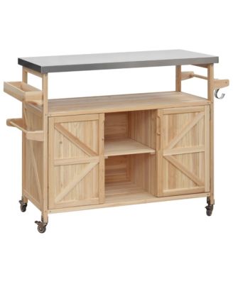  Farmhouse Outdoor Island Cart with Grill Top