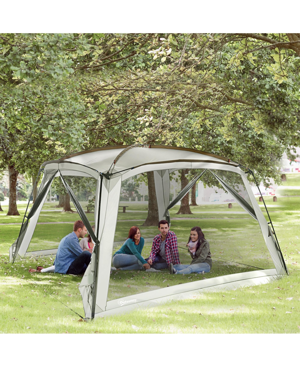 Streamdale Furniture 12' x 12' Screen House Room, UV50+ Screen Tent with 2 Doors and Carry Bag, Easy Setup, for Patios Outdoor Camping Activities - Wh