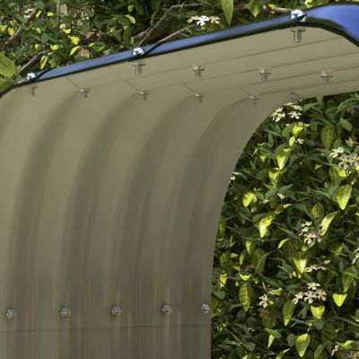 Galvanized Steel Wood Shed Firewood Storage Rack, 4.7' x 1.4' x 4.7' Log Holder Storage Shed with Rubberized Edge for Safety & Gloves for Easy Assembly