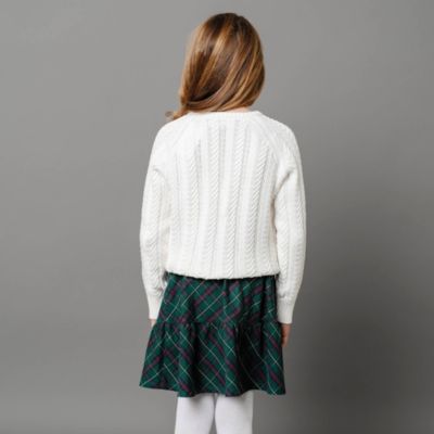 Girls Organic Long Sleeve Raglan Cable Sweater