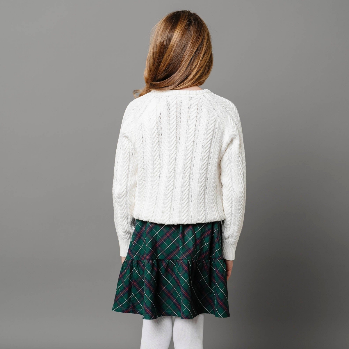 Hope & Henry Girls Organic Long Sleeve Raglan Cable Sweater