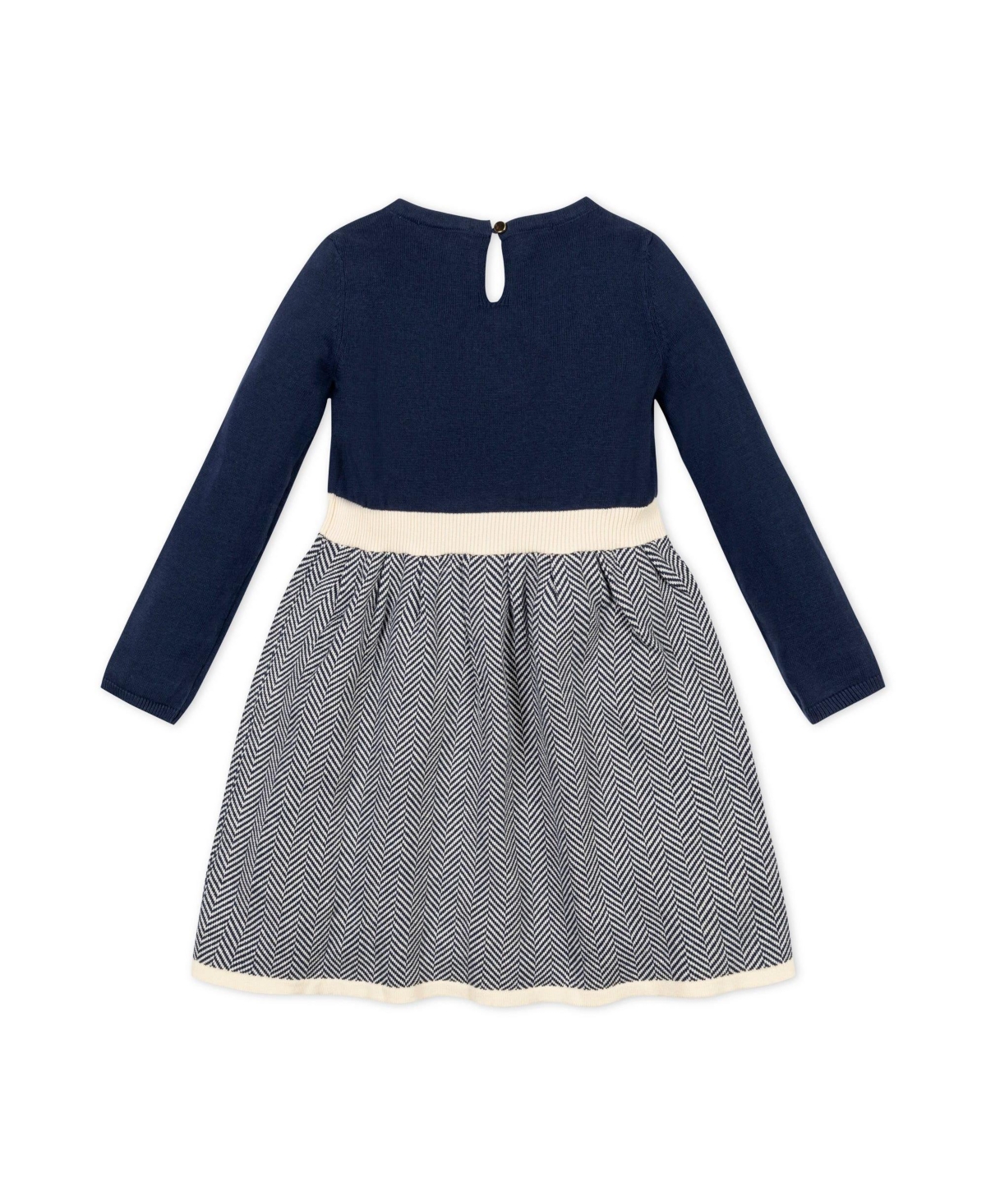 Hope & Henry Little Girls Long Sleeve Skater Sweater Dress with Bow
