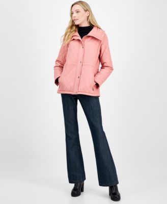 Michael Kors - Petite Long-Sleeve Anorak Quilted Coat