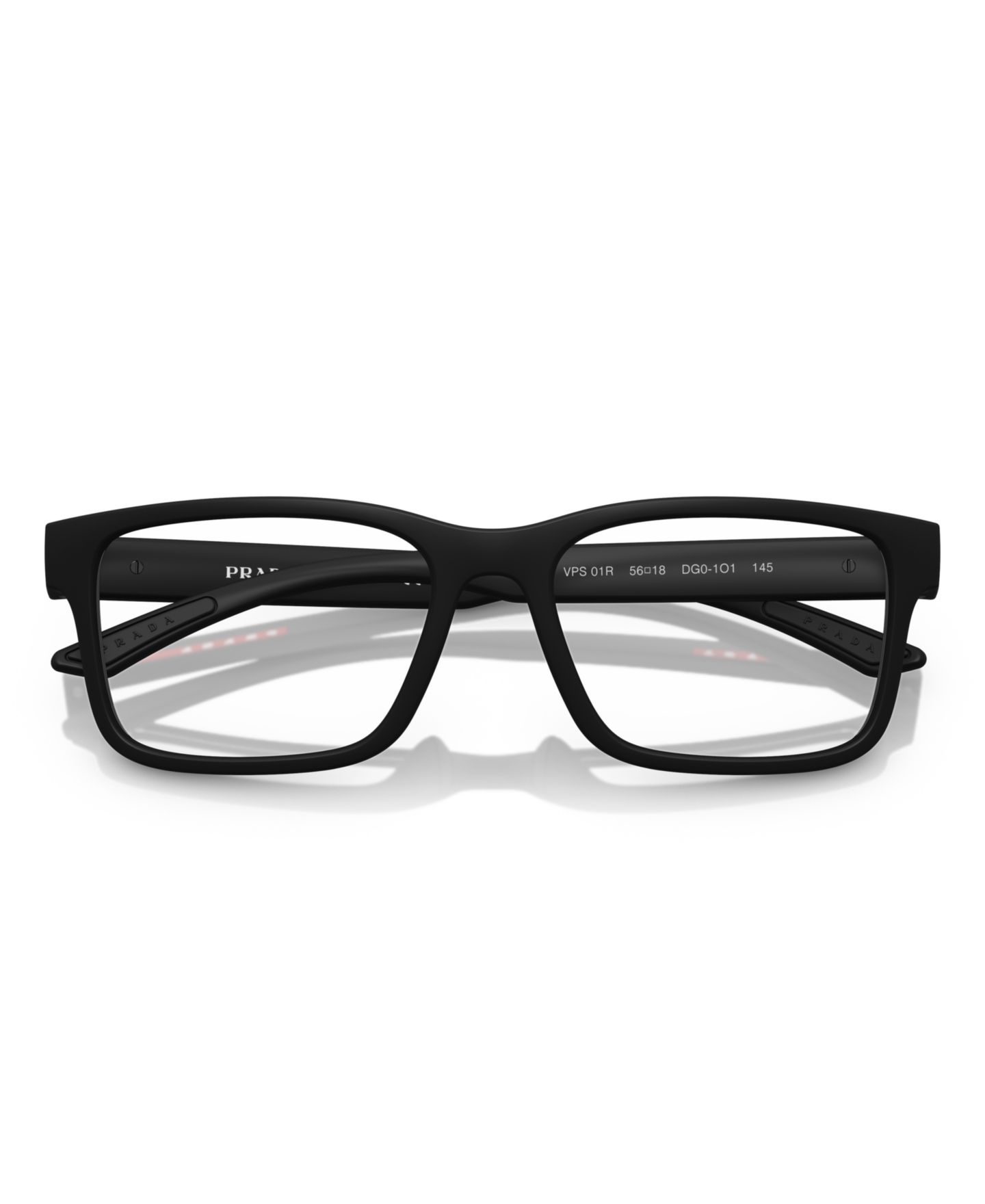 Мужские очки PRADA LINEA ROSSA Man Rectangle Plastic PS 01RV Eyeglasses, цвет: Чёрный каучуковый — фото 4
