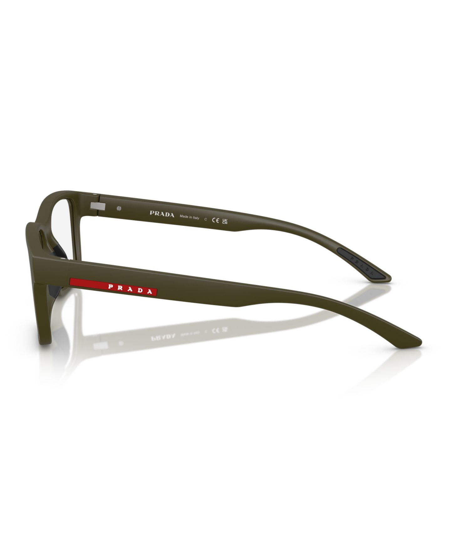 Мужские очки PRADA LINEA ROSSA Man Rectangle Plastic PS 01RV Eyeglasses, цвет: Чёрный каучуковый — фото 10