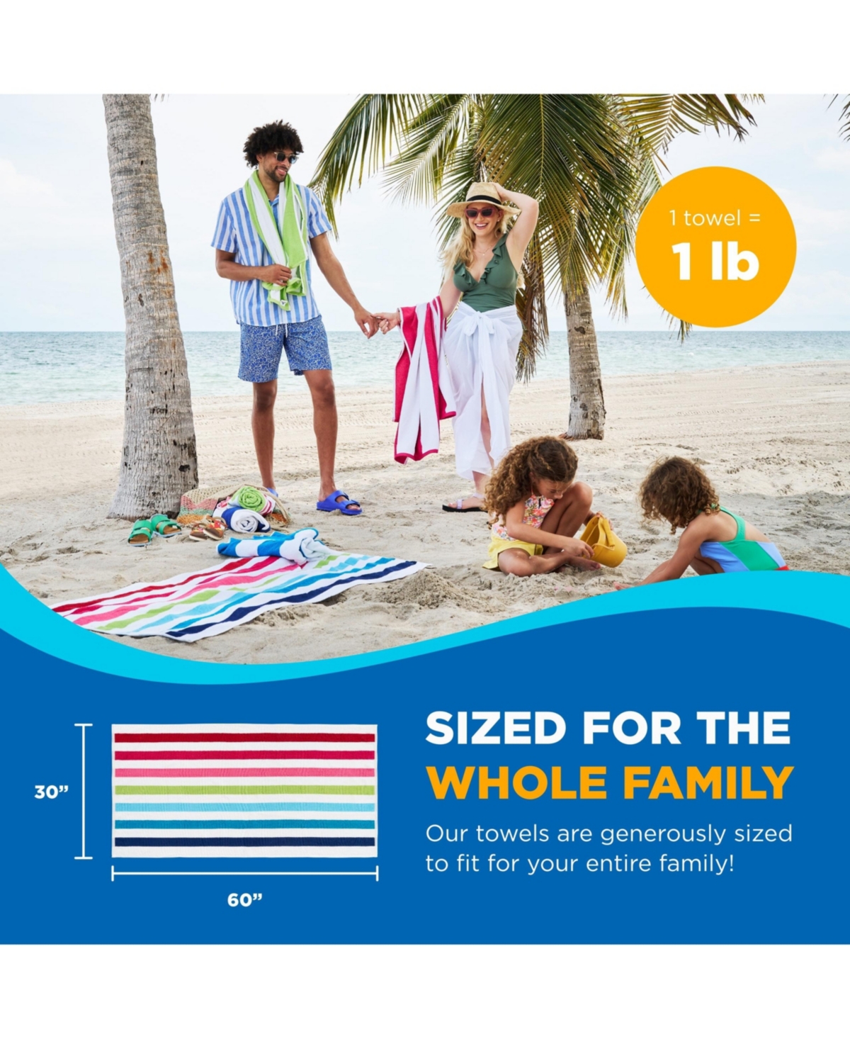 Ben Kaufman Cabana Stripe Beach & Pool Towel - Oversized & Absorbent Beach Towels - Soft Cotton Beach Essential - Fast Drying Luxury Towel in Assorted