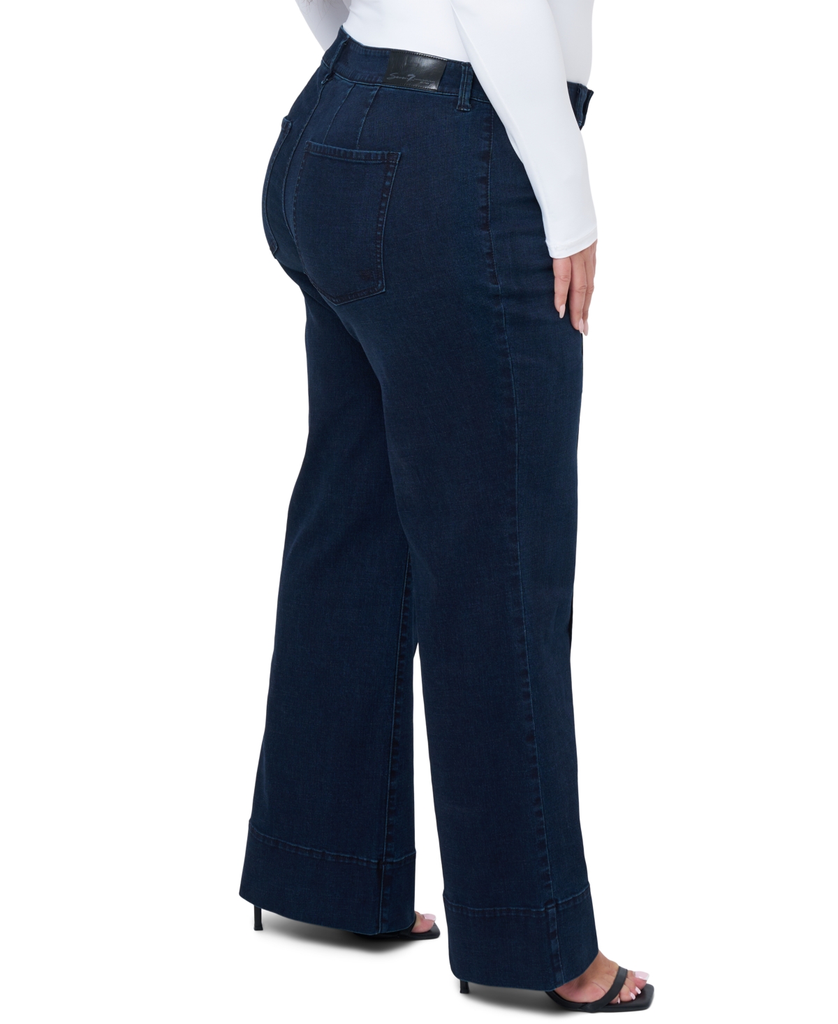 Seven7 Plus Size Pintuck High Rise Wide Leg Jeans