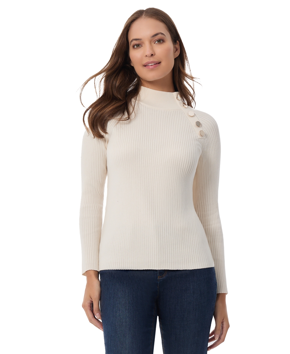 Jones New York Rib Raglan Sweater In Jones White