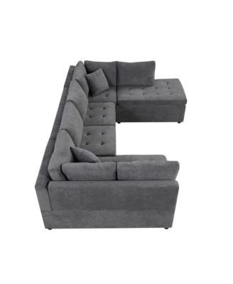 117" Oversized U-Sofa Couch Bed with Pillows