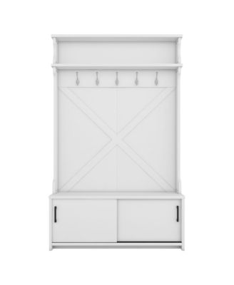 Streamdale Stylish Hall Tree with Storage Bench, Coat Hooks, and Sliding Doors