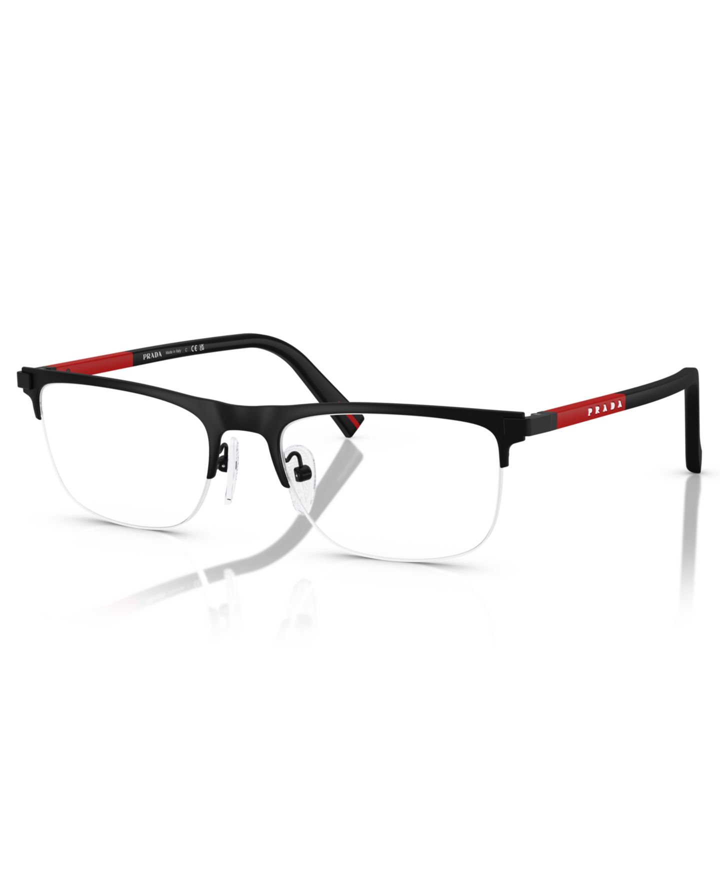 Мужские очки PRADA LINEA ROSSA Man Pillow Metal PS 50RV Eyeglasses, цвет: Матовый чёрный — фото 1